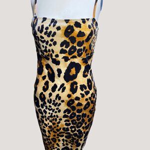 Leopard Print Bodycon Dress With Adjustable Spaghetti Straps